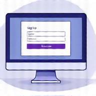 Illustration of a computer screen with a signup form
