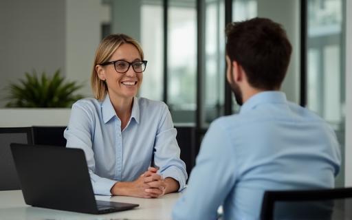 Coach working one-on-one with a client on presentation skills
